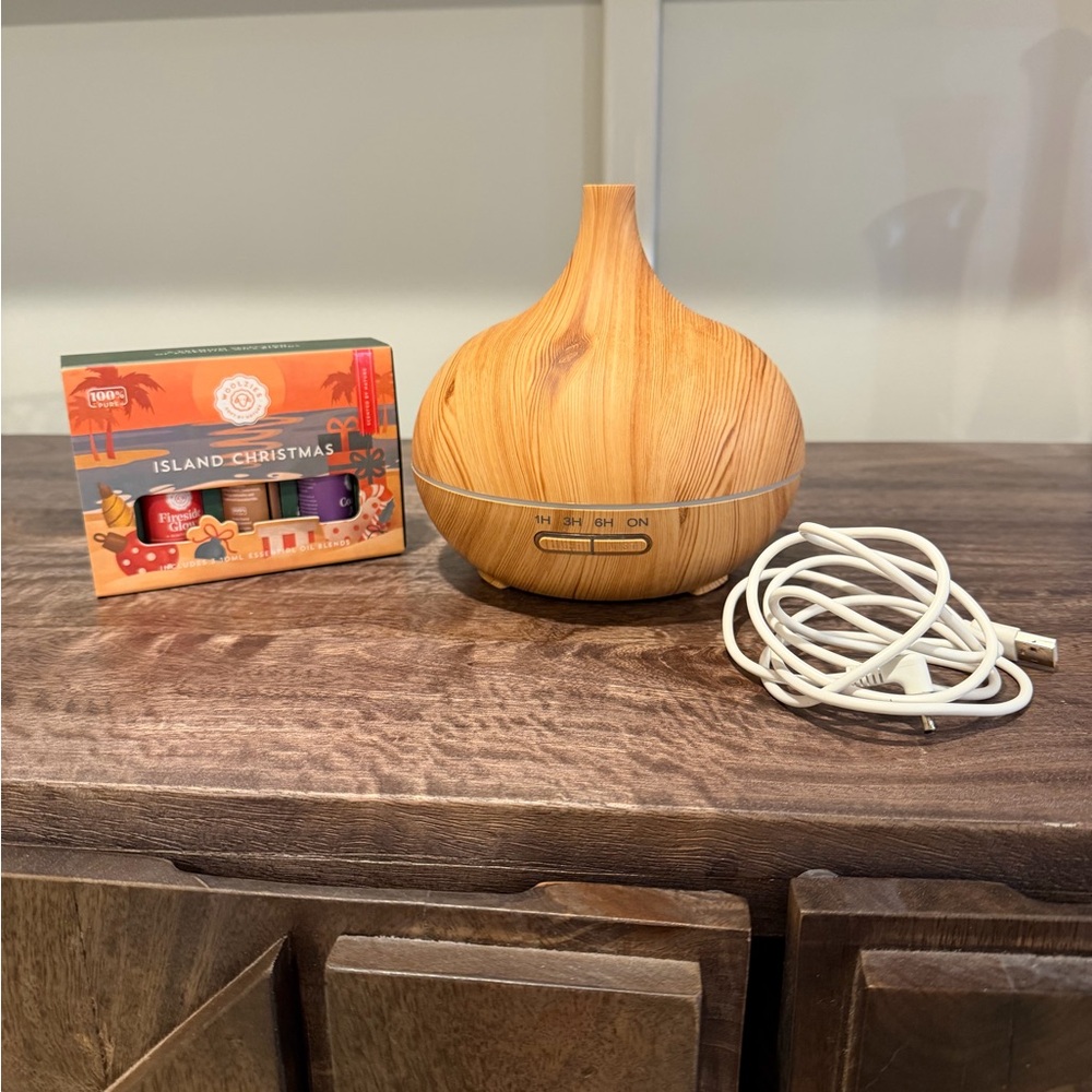 Wood Grain Essential Oil Diffuser with USB Cable